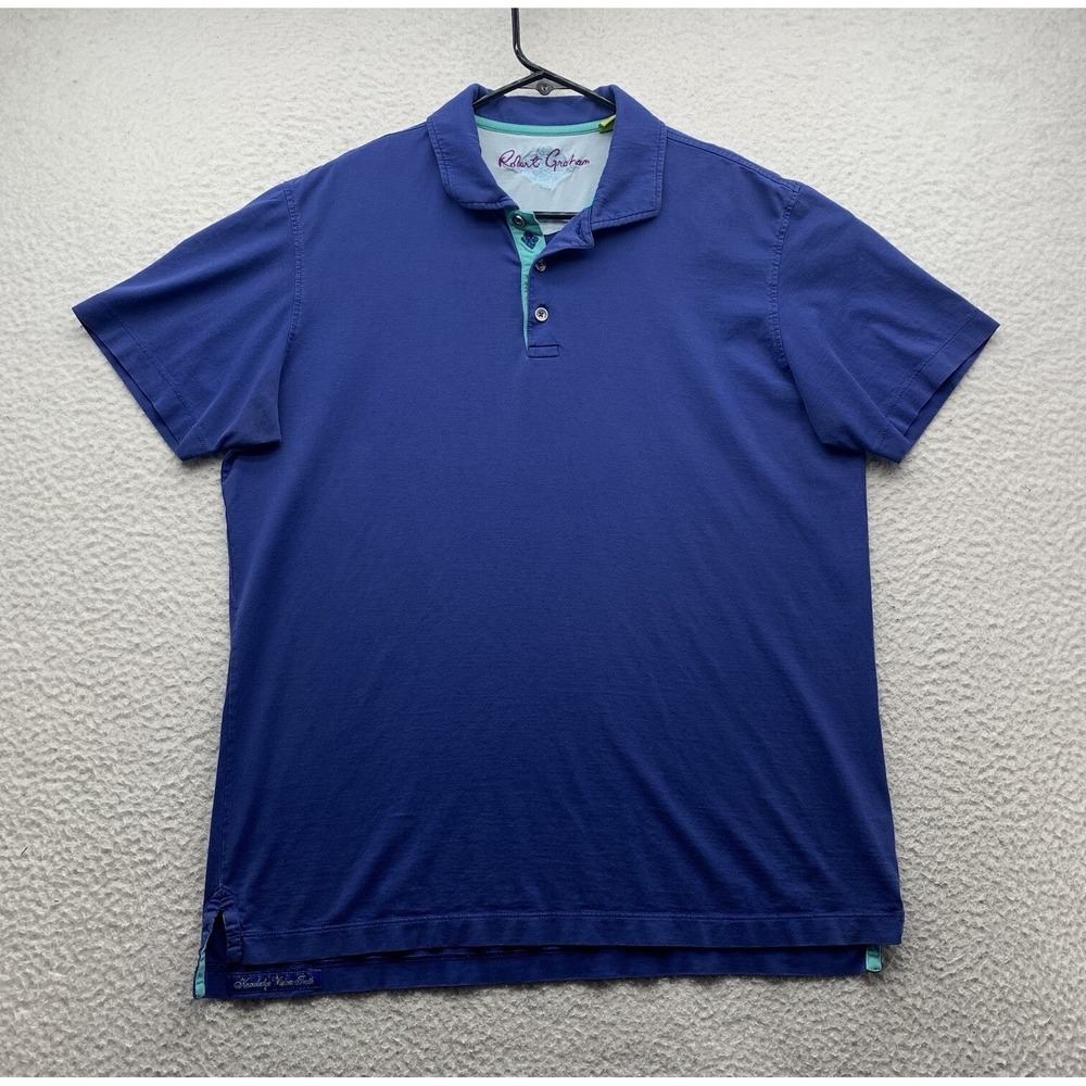 Robert Graham Polo Shirt Mens Classic Fit Blue Preppy Designer Golf‎ Soft Touch